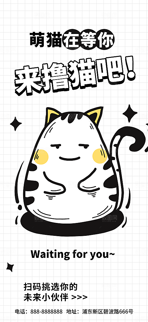 卡通可爱猫咪宠物宣传海报