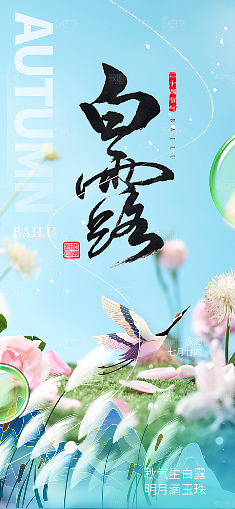 大气传统白露二十四节气海报