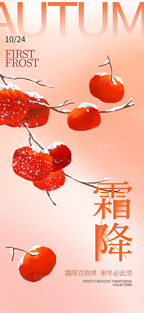 二十四节气霜降海报