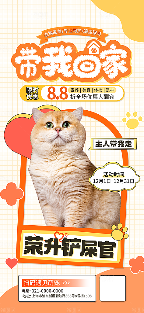 宠物乐园集市宠物店寄养宣传海报