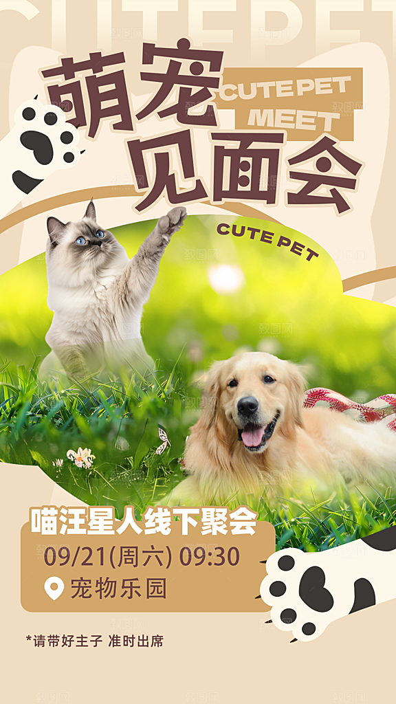 宠物乐园集市宠物店寄养宣传海报