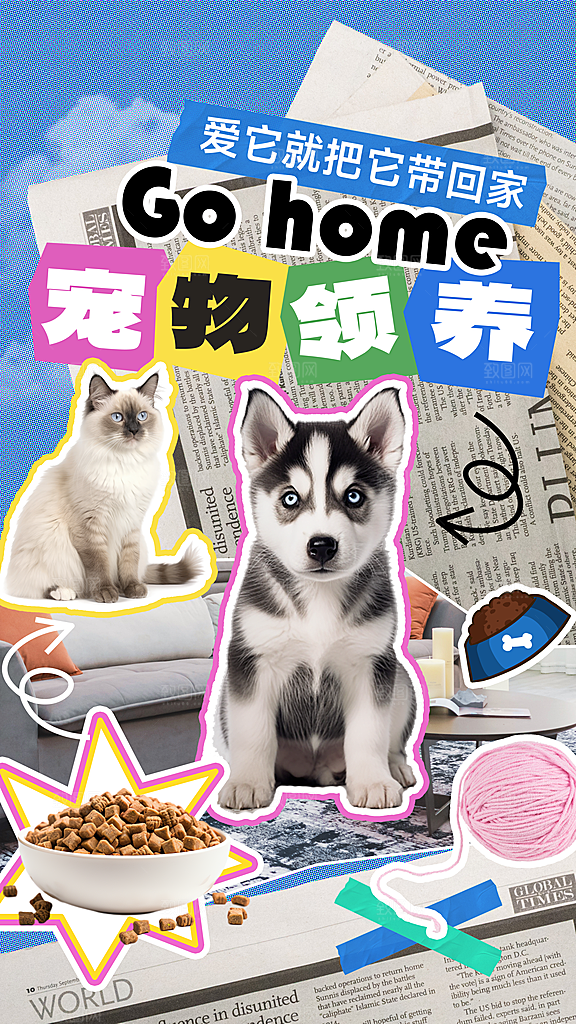 宠物乐园集市宠物店寄养宣传海报