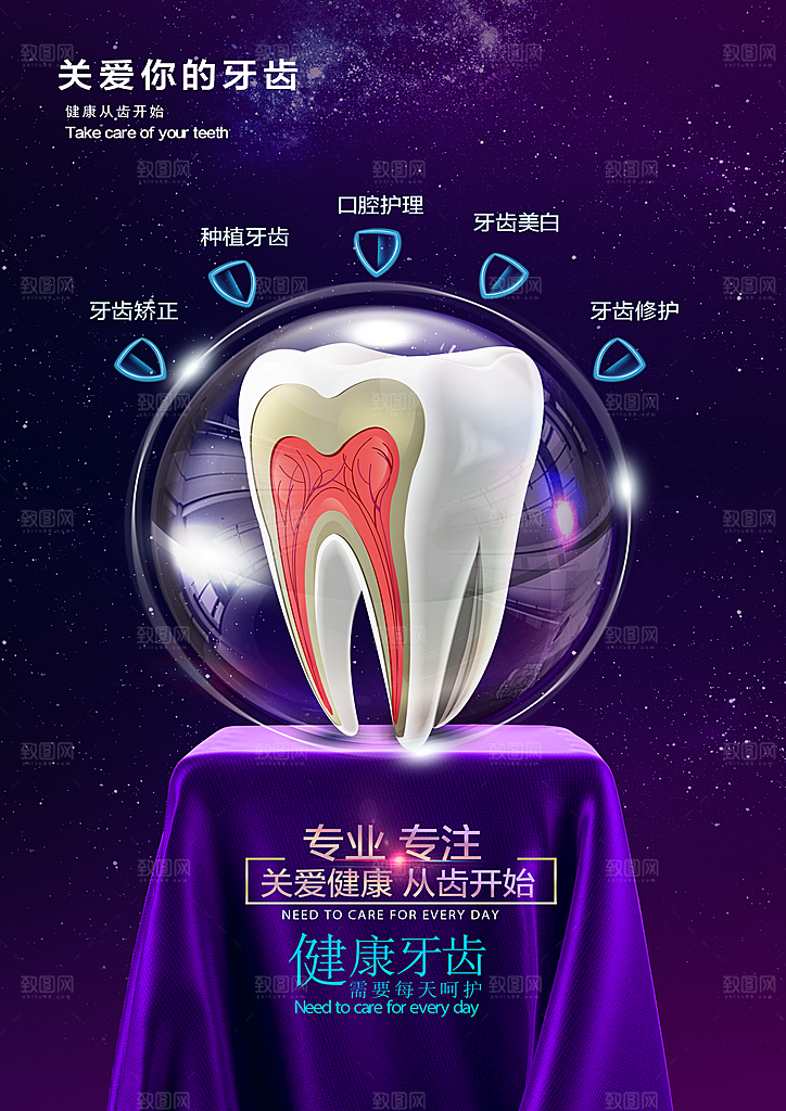 牙齿海报展板设计素材