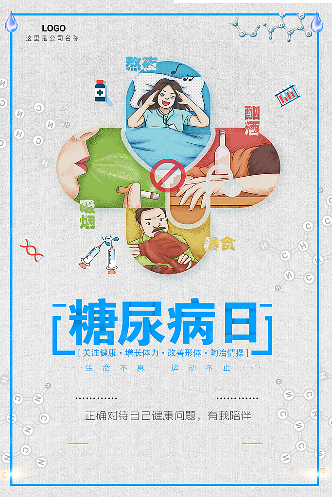 糖尿病宣传海报展板设计素材