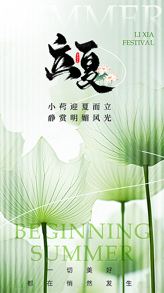 清新立夏节气宣传海报