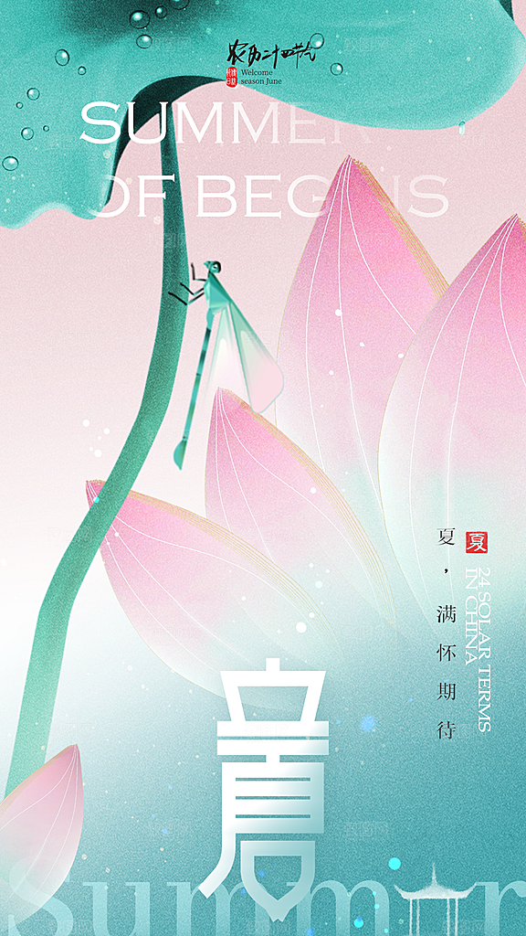 清新立夏节气宣传海报