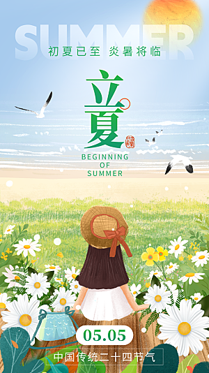 时尚立夏节气宣传海报