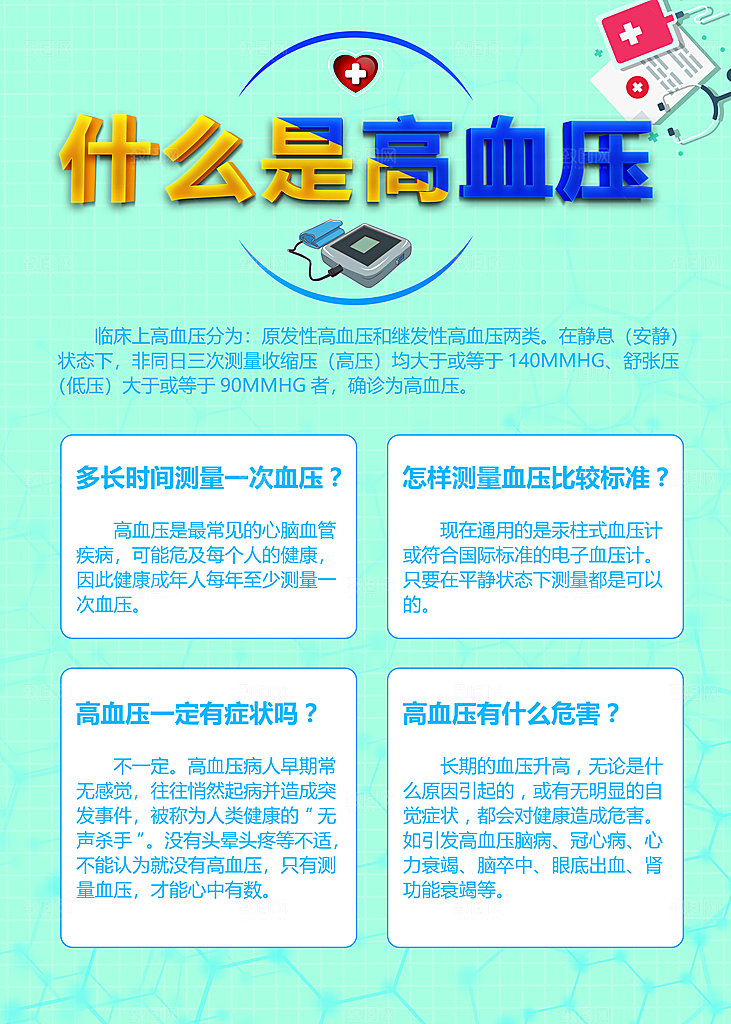 高血压宣传海报展板设计素材