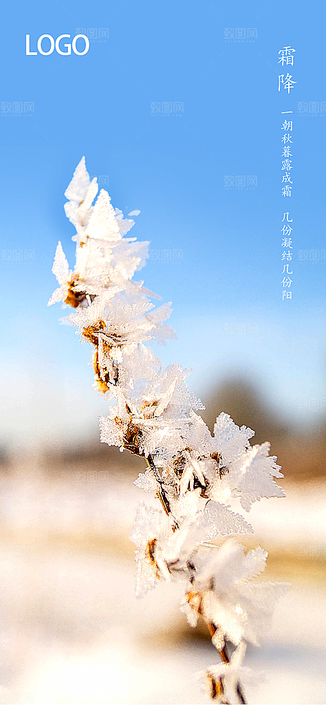 霜降国风节气传统插画唯美海报