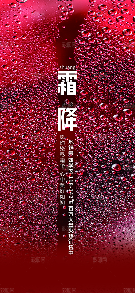 霜降唯美节气国风插画传统海报