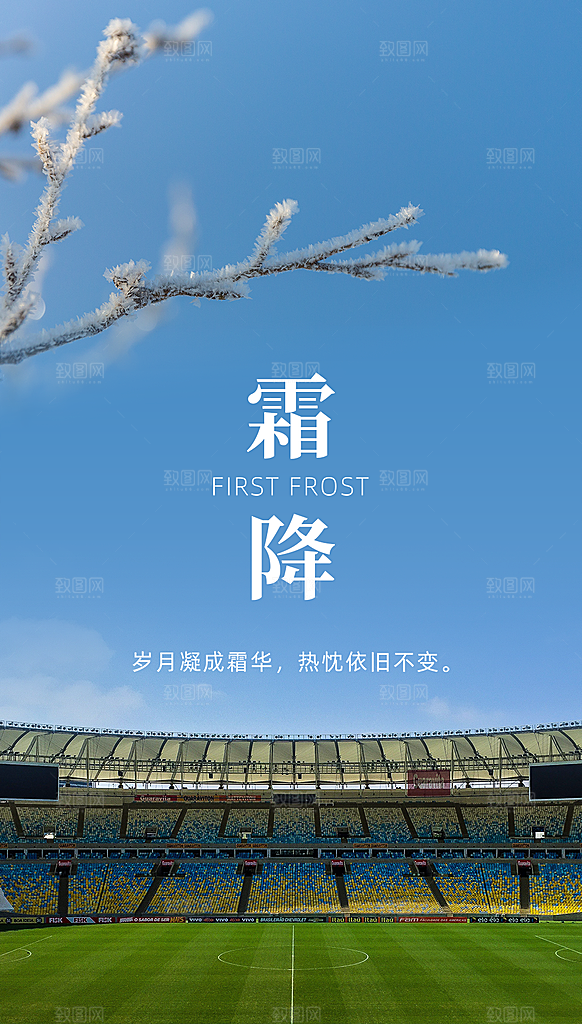 霜降唯美节气国风插画传统海报