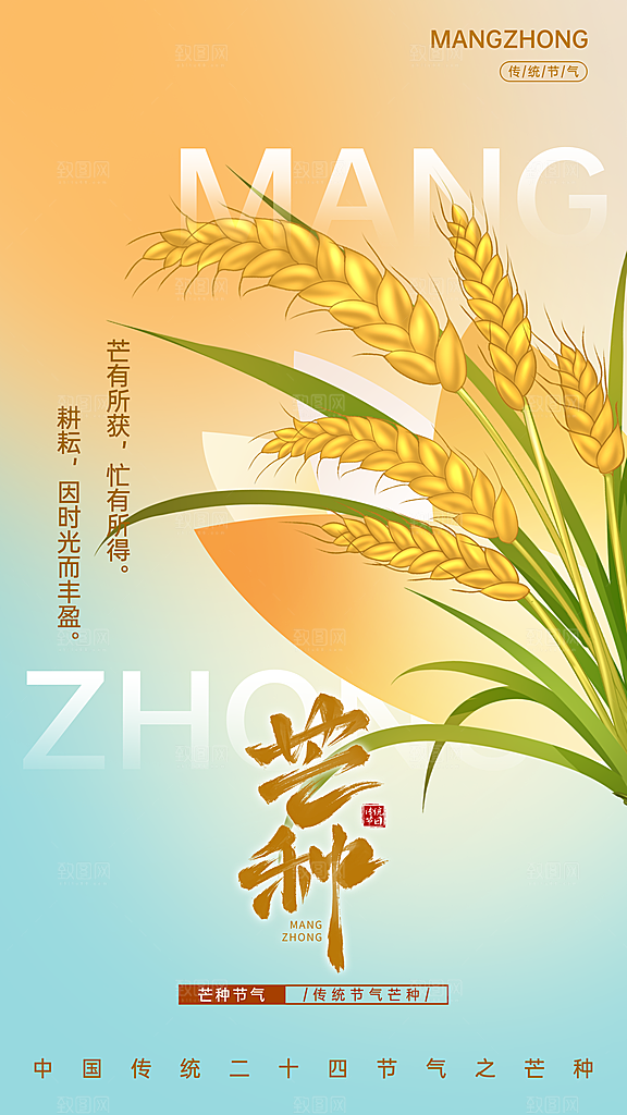 高端芒种节气宣传海报