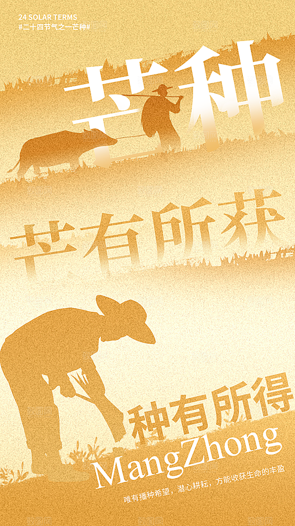 清新芒种节气宣传海报