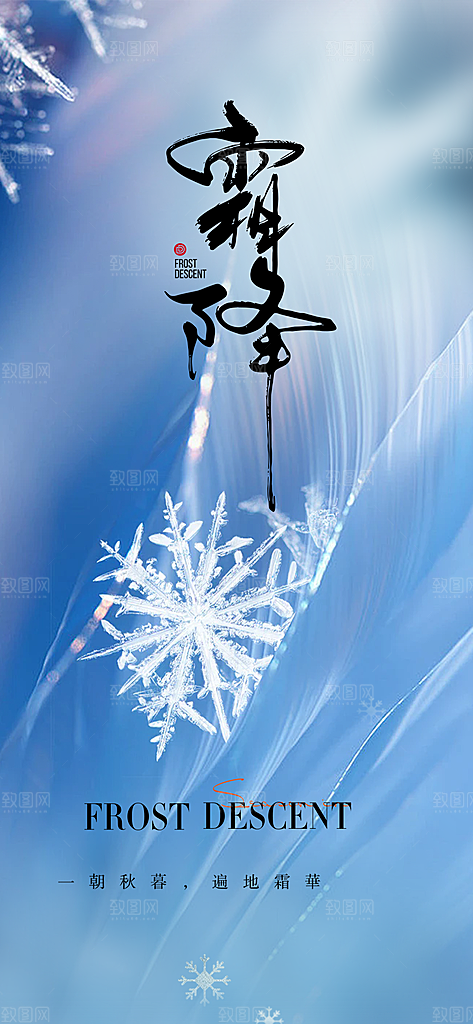 传统节气霜降宣传海报