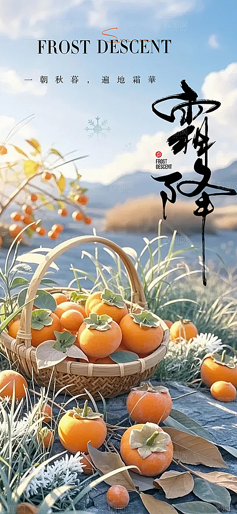 传统节气霜降宣传海报
