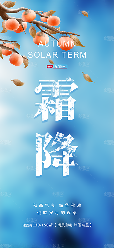 传统节气霜降宣传海报