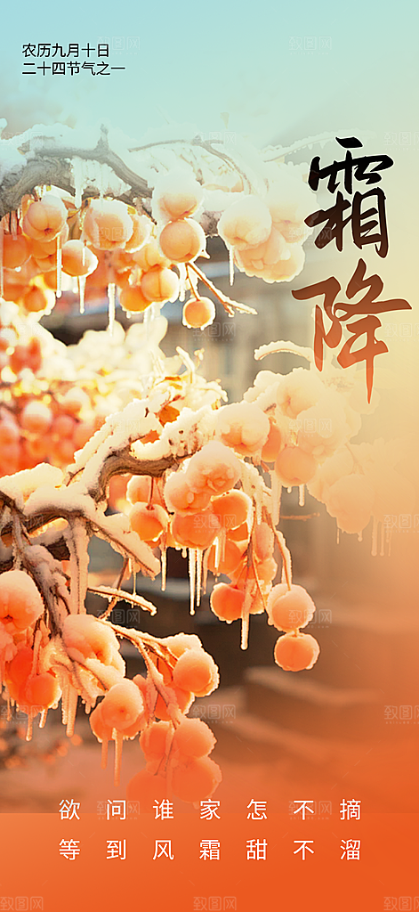 传统节气霜降宣传海报