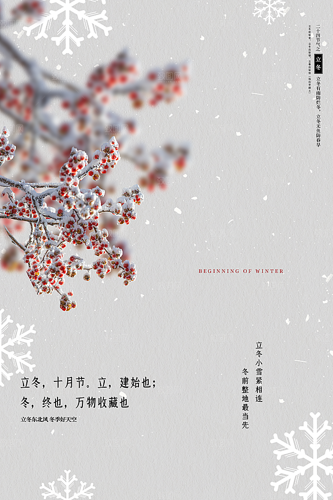 立冬节气简约大气海报