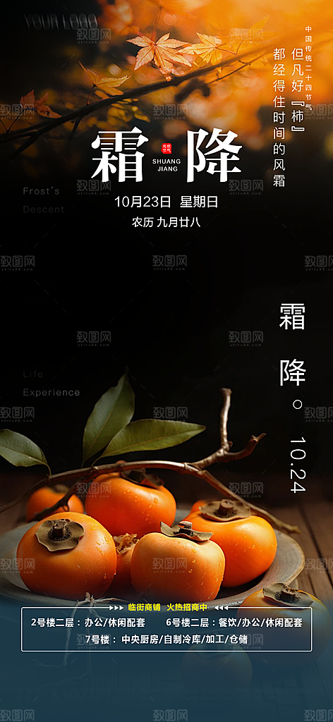 传统二十四节气霜降宣传活动海报