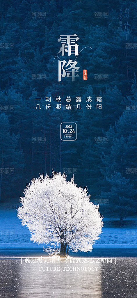 传统二十四节气霜降宣传活动海报