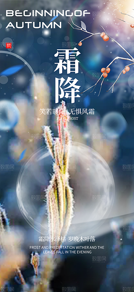 传统二十四节气霜降宣传活动海报