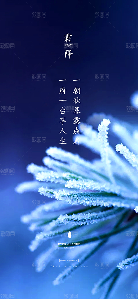 二十四节气霜降宣传活动海报