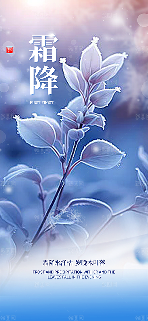 传统节气霜降宣传海报