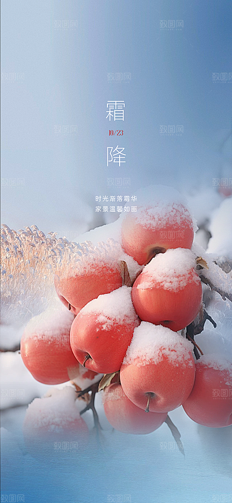 传统节气霜降宣传海报