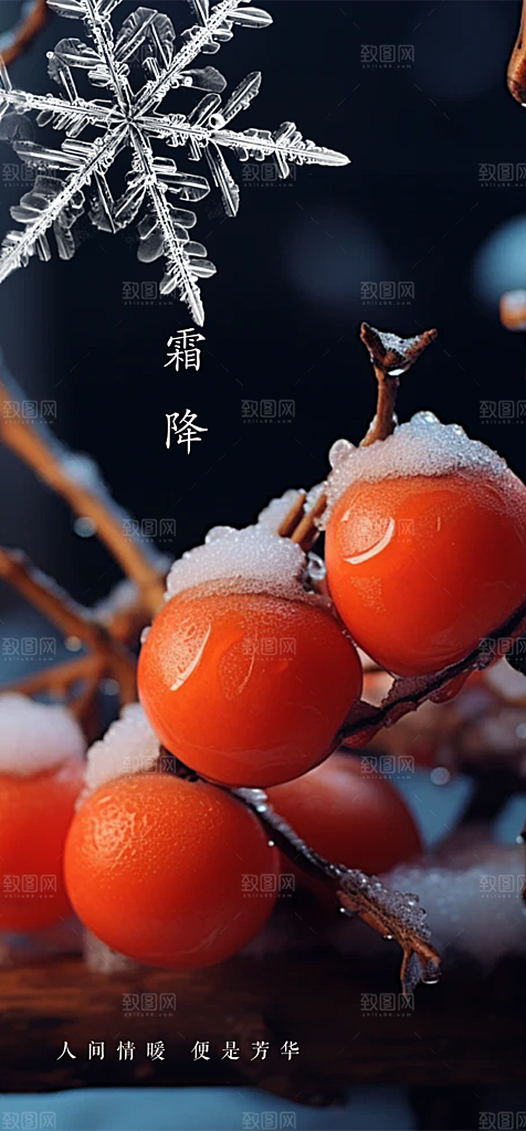 传统二十四节气霜降宣传海报