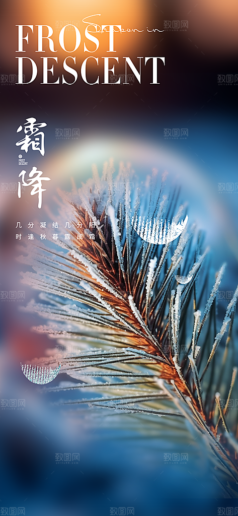 传统二十四节气霜降宣传海报