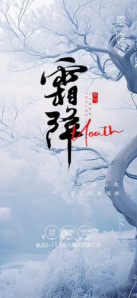 传统二十四节气霜降宣传海报