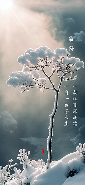 二十四节气霜降宣传海报