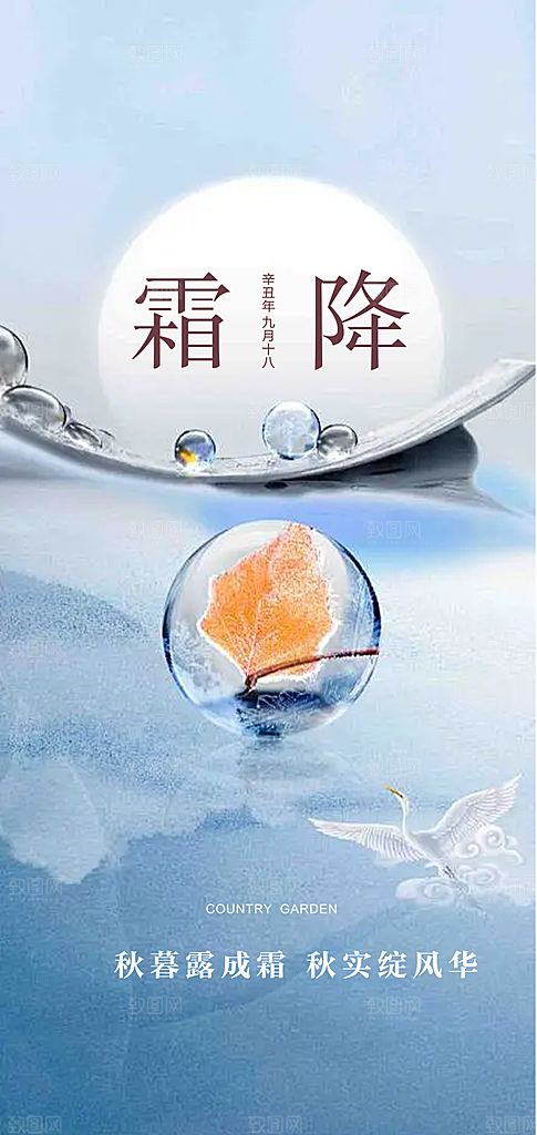 传统二十四节气霜降宣传海报