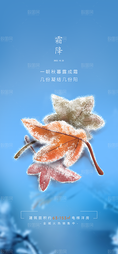 传统二十四节气霜降宣传海报