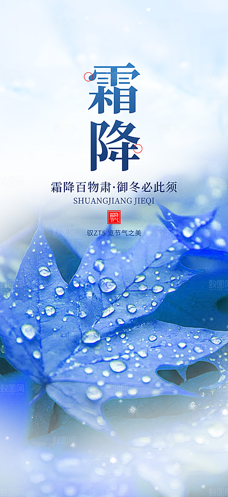 传统二十四节气霜降宣传海报