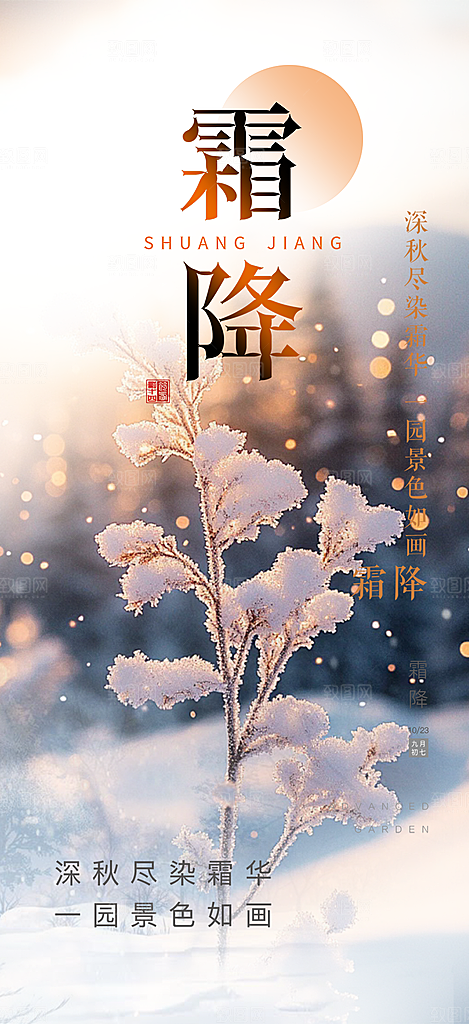 传统节气霜降宣传海报