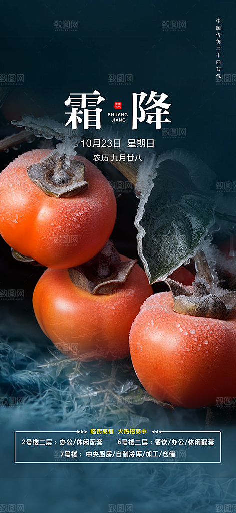传统节气霜降宣传海报