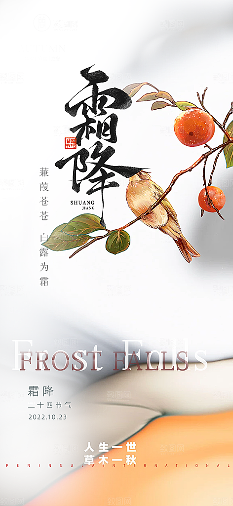 传统节气霜降宣传海报