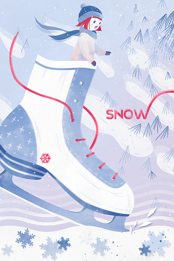 卡通手绘中国传统节日小雪二十四节气插画