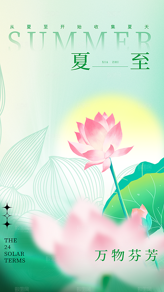 品质夏至节气宣传海报