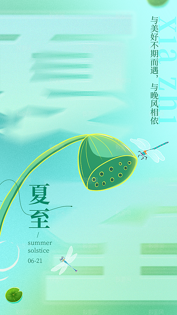 时尚夏至节气宣传海报