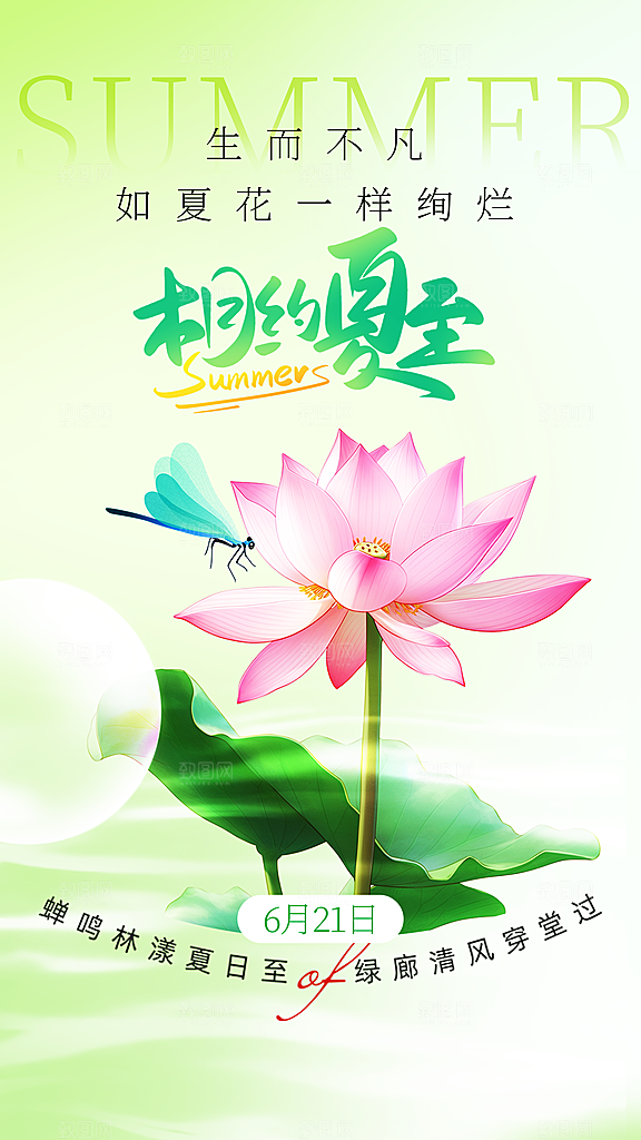 时尚夏至节气宣传海报