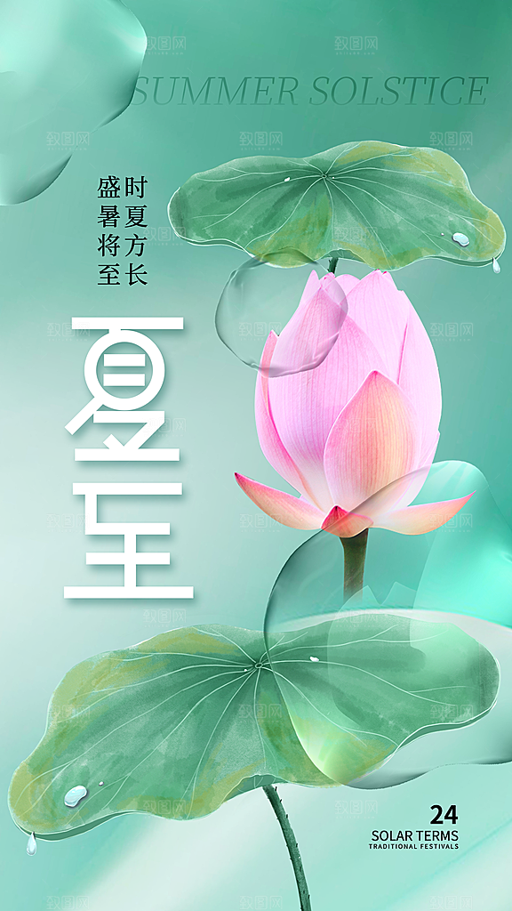 时尚夏至节气宣传海报