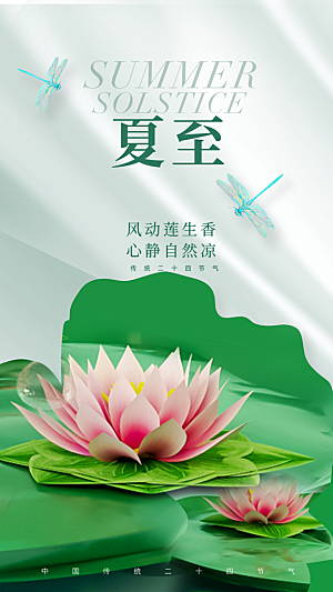 清新夏至节气宣传海报