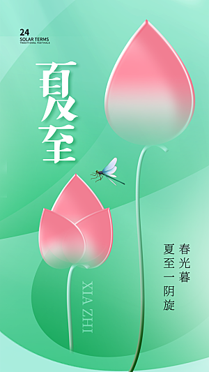 清新夏至节气宣传海报
