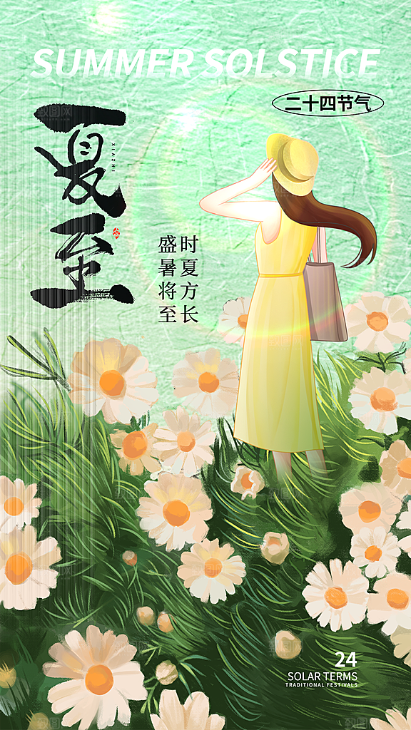 清新夏至节气宣传海报