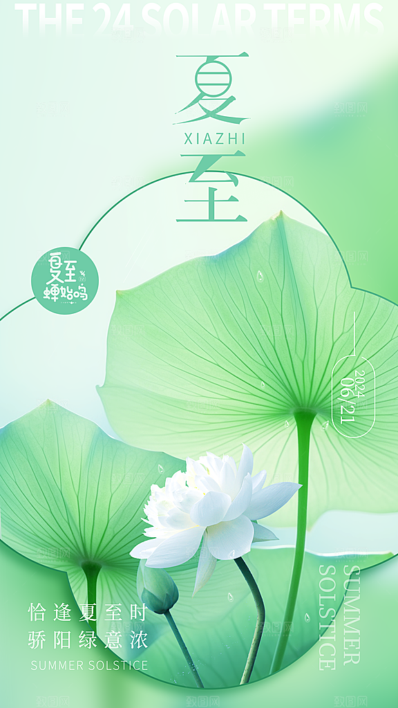清新夏至节气宣传海报
