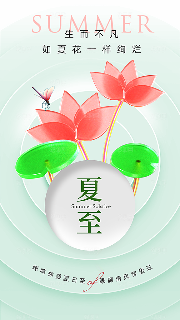 大气夏至节气宣传海报