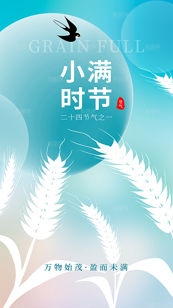 质感小满节气宣传海报