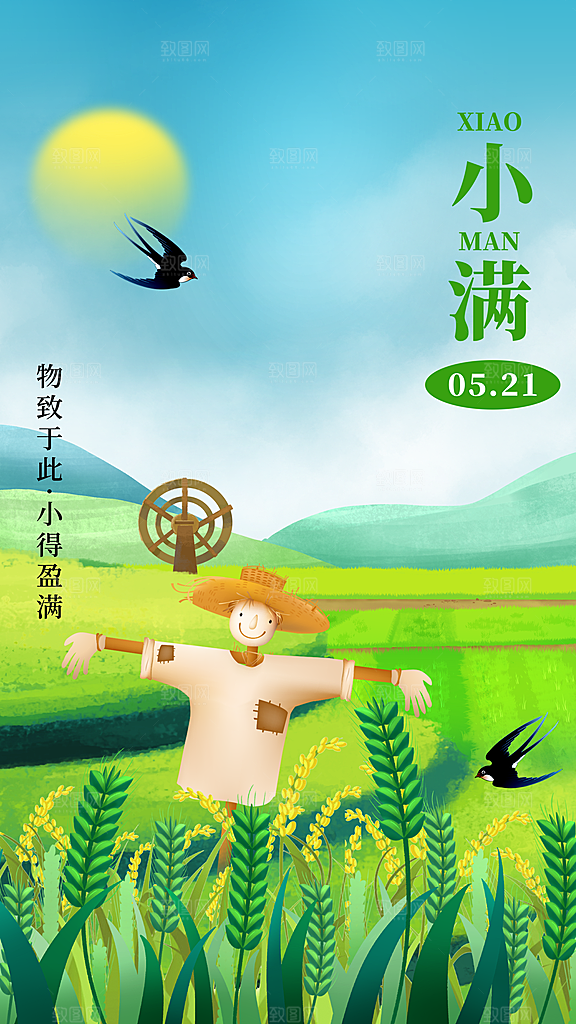 时尚小满节气宣传海报